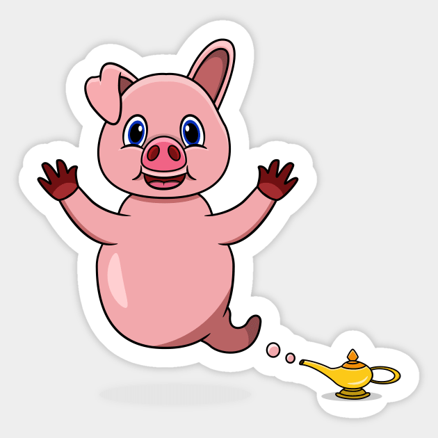 Cute Pig Ghost and Flying Sticker by tedykurniawan12